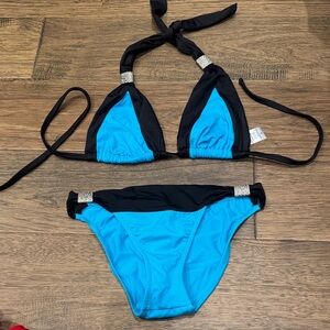 VENUS Black and Blue Bikini Set